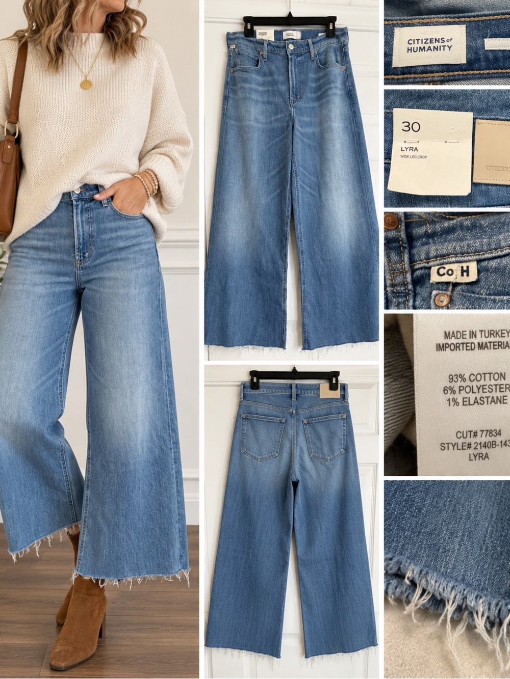 Citizens Of Humanity Light Blue Wide-Leg Crop Jeans